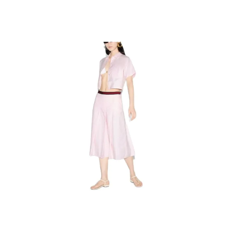 GUCCI FW24 Casual Long Skirt Women's Light Pink-4