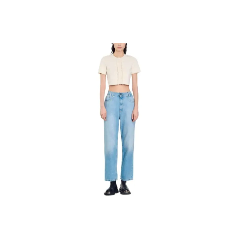 Sandro Ruffle trim Cropped Cardigan-3