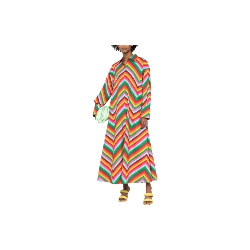 Valentino SS22 Long Sleeved Dress Women's Orange-1