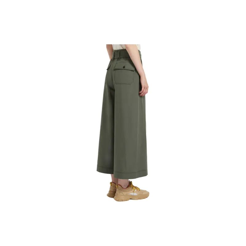 WEEKEND MaxMara Recco Collection Cotton Canvas Trousers Casual Pants Women's Khaki-3