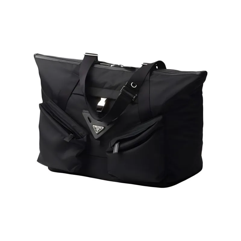 PRADA Recycled Nylon With Patchwork Leather Portable One Shoulder Travel Bag Men's-1