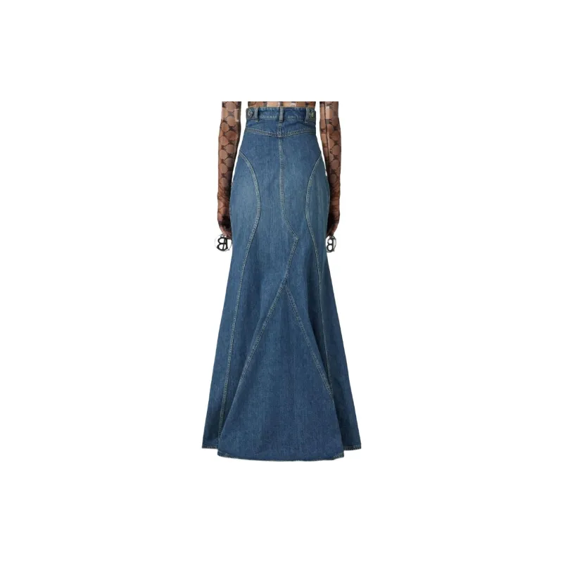 Burberry Denim Long Skirts Women's Blue-2