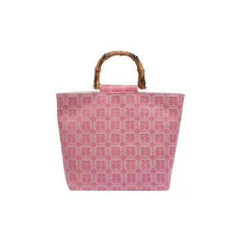 ALOENEY Fabric Tote Bag, Shopping Bag, Handbag Large Size Women's Pink/Burgundy