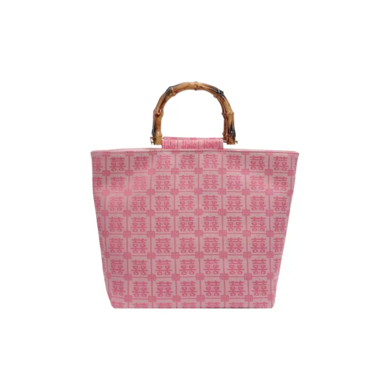 ALOENEY Fabric Tote Bag, Shopping Bag, Handbag Large Size Women's Pink/Burgundy-0