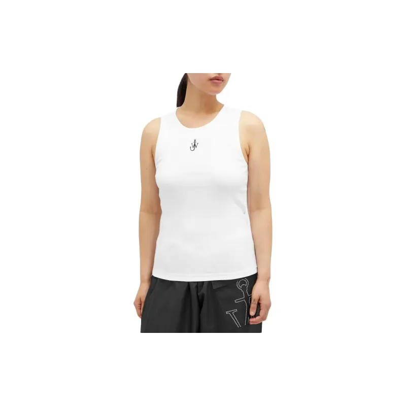 JW Anderson Logo Embroidered U Shaped Neck Knitted Tank Top-2