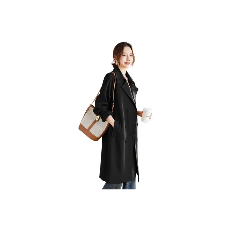 TERRE BLEUE Trench Coat Women's Black-5