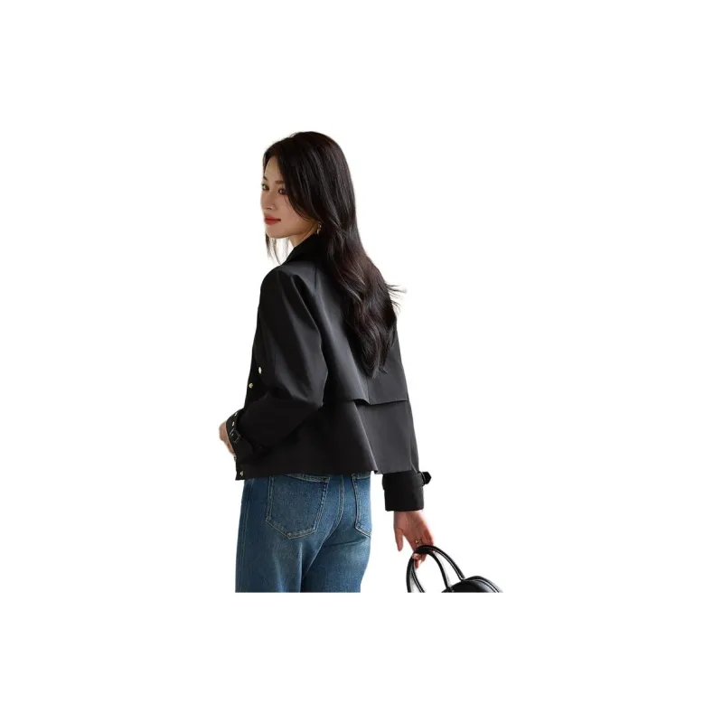 Yi Mengyuan Cropped Trench Coat Women's-12