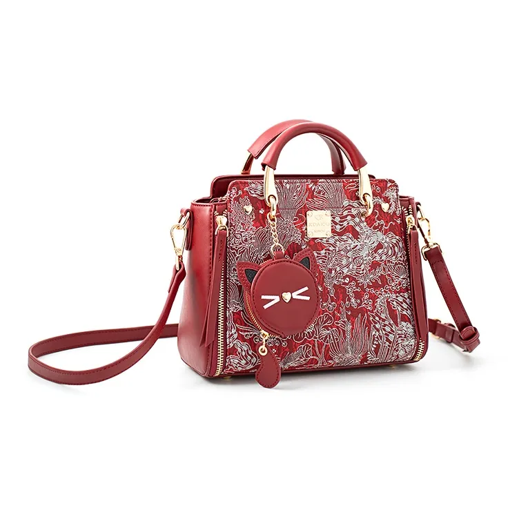 Vigno Synthetic Leather Kelly Bag Wedding Bag Shoulder Bag Crossbody Bag Handbag Regular Women's Red-7