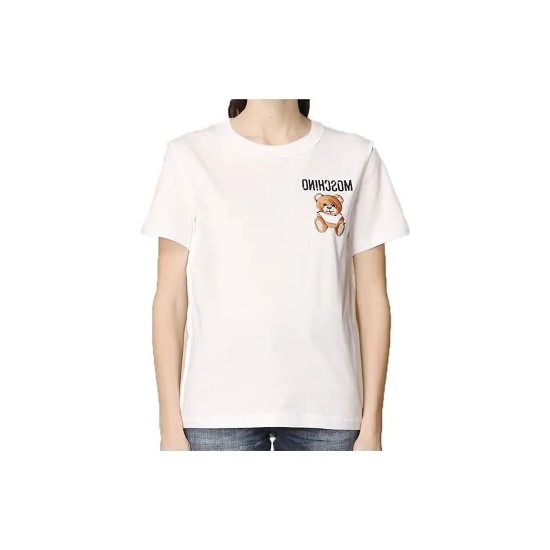 MOSCHINO Teddy Logo Embroidered T Shirt-2