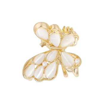 Yiru Alloy Electroplated Artificial Cat's Eye Artificial Crystal Hair Claw Clip Women's