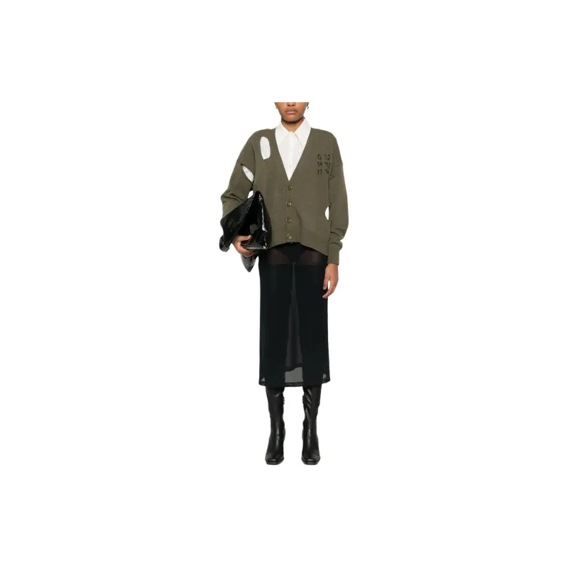 MM6 Maison Margiela Signature Numbers Motif V Neck Cardigan-1