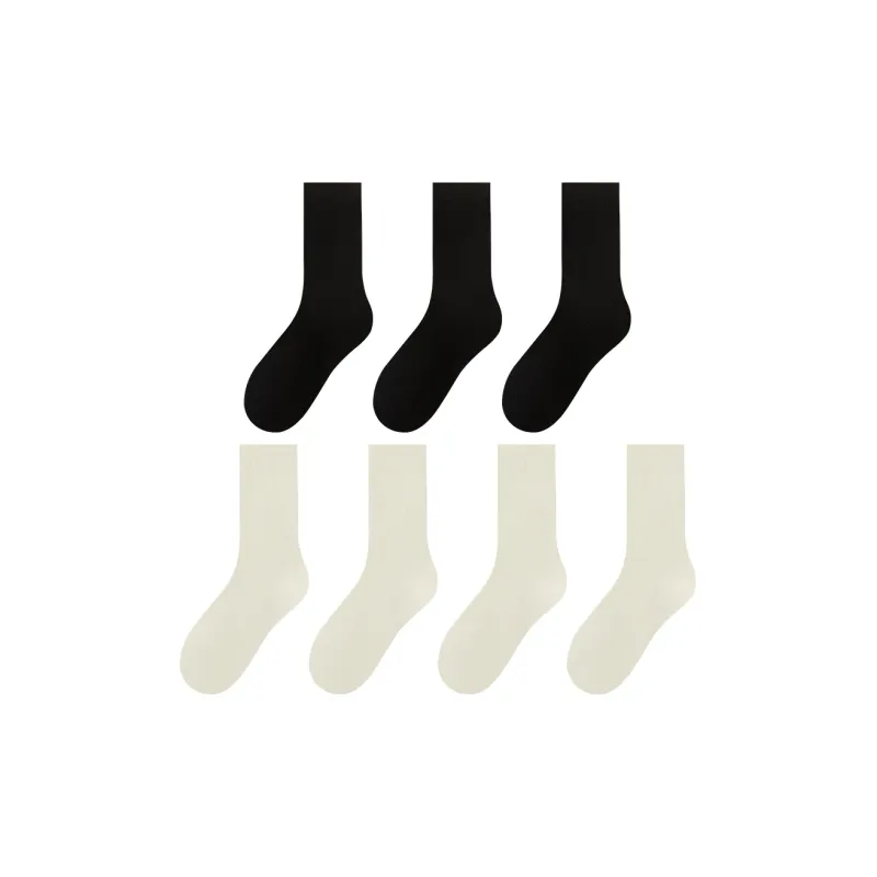 MADALLO Mid Calf Socks Women's 5 Pack White-19