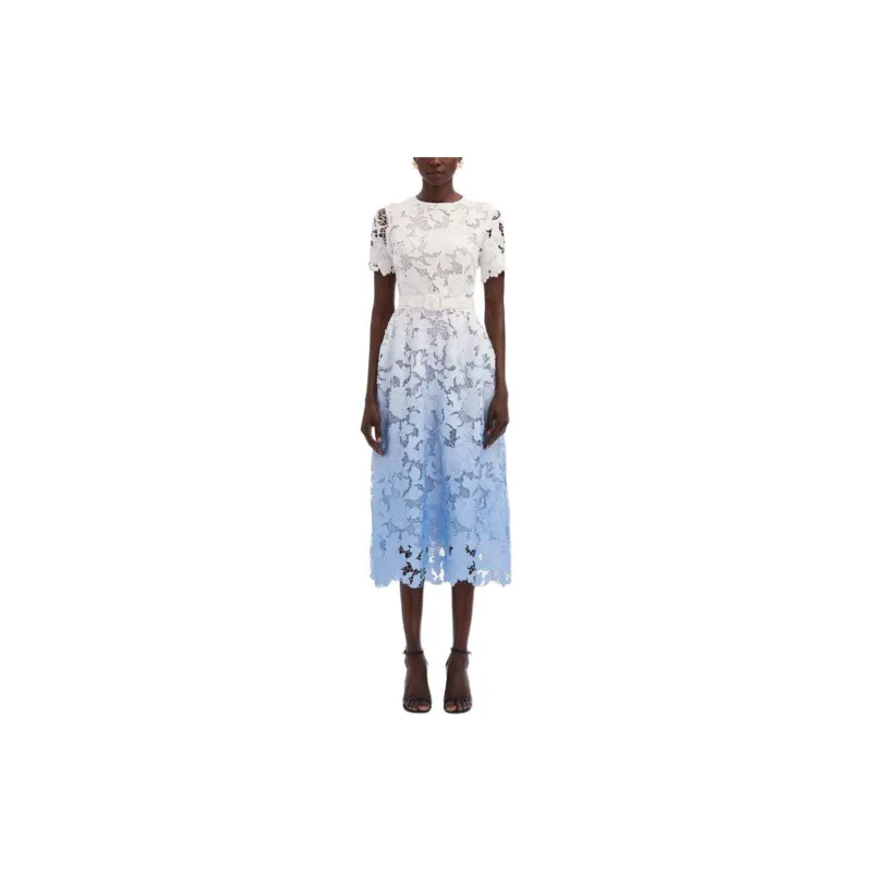 Oscar De La Renta Ombré Peony Guipure Blouse-1