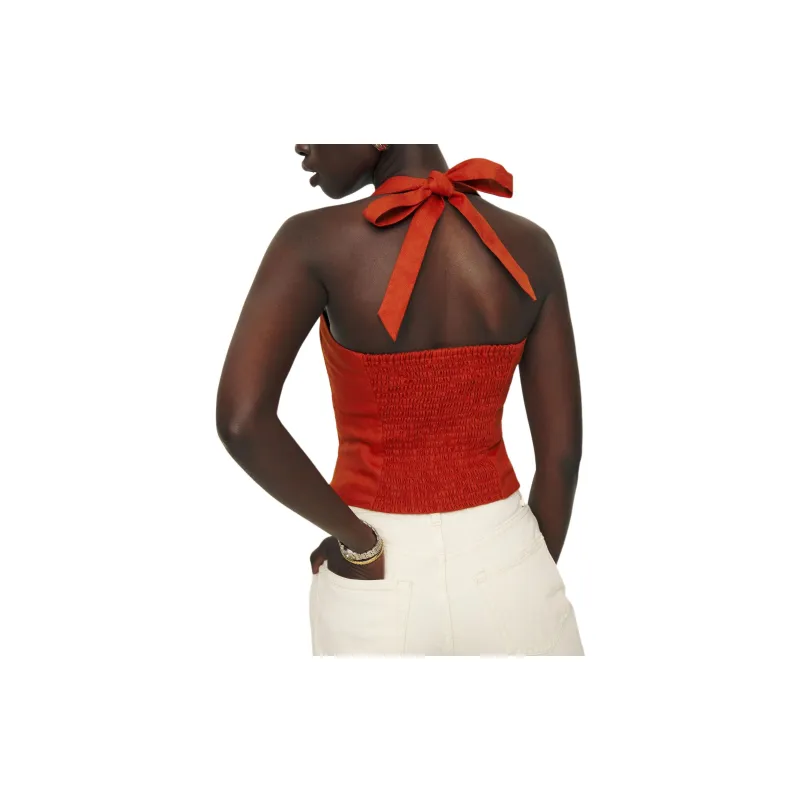 REFORMATION Malika Linen Top Camisole Women's Blood Orange Color-1