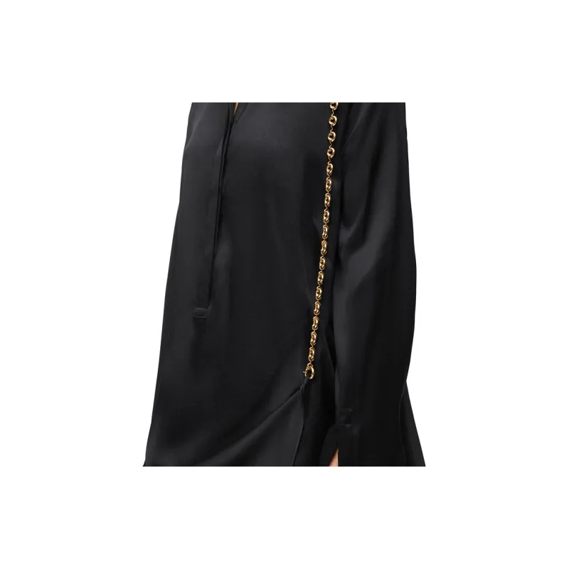 LOEWE Chain Shirt Dress In Silk Black-3
