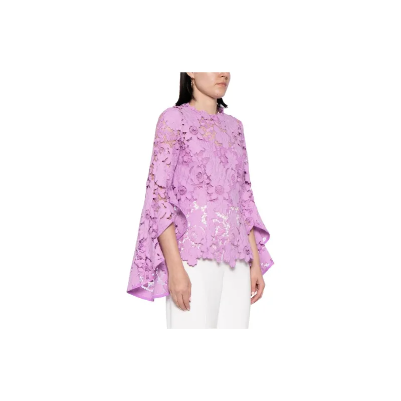 Oscar De La Renta Floral Guipure Lace Blouse-3