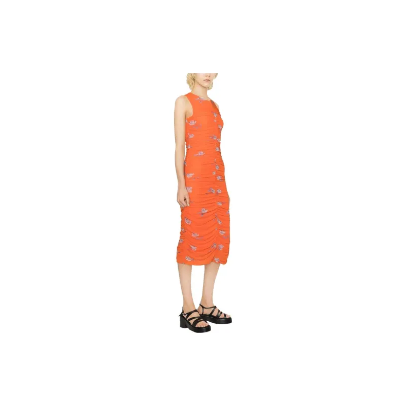 GANNI Sleeveless Dresses Women's Orange-3