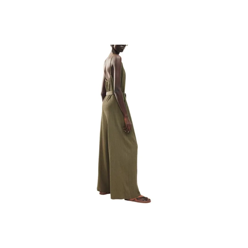 H&M Jumpsuit Women's Dark Khaki Green-2
