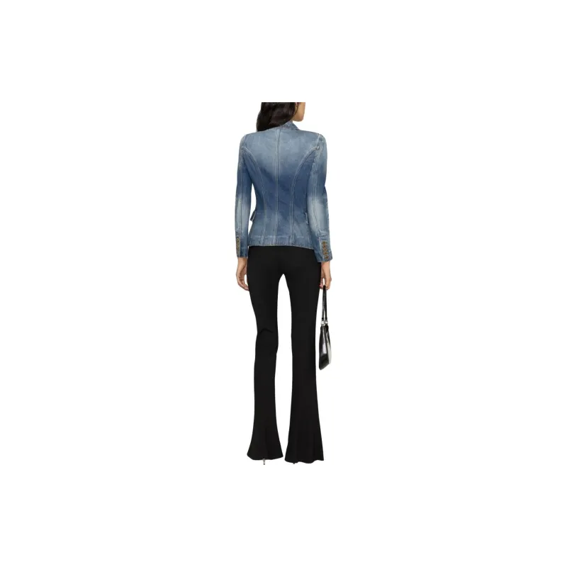 BALMAIN Double Breasted Tailored Denim Jacket-2