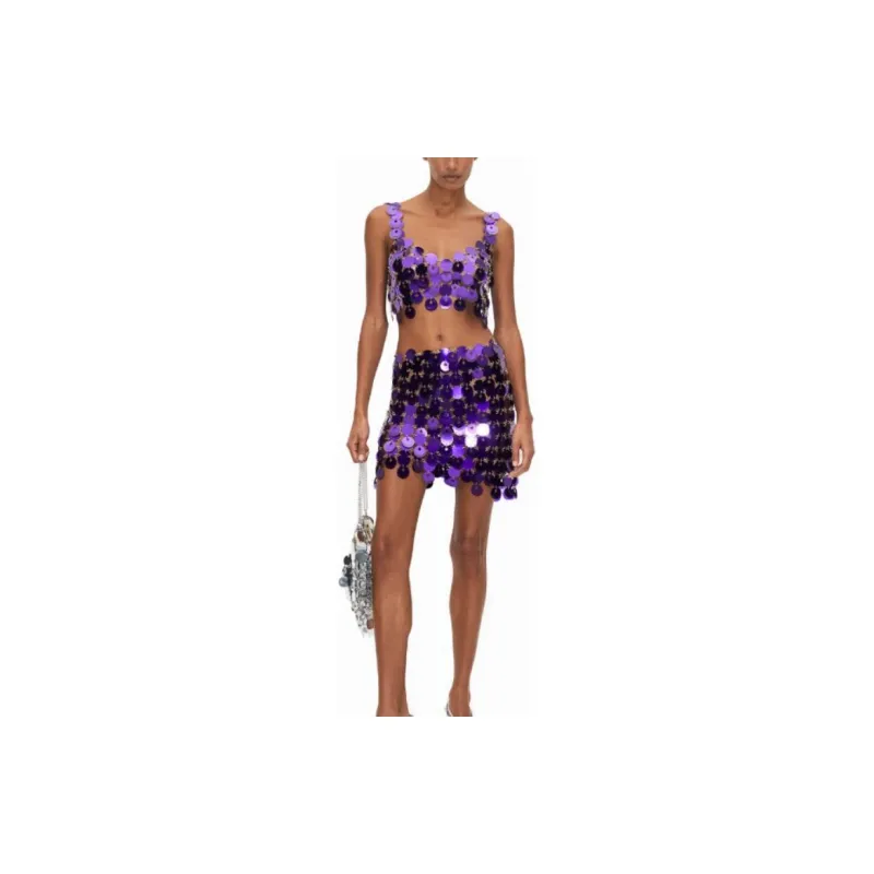 Rabanne H&M Sequin Disc Crop Top Purple-1