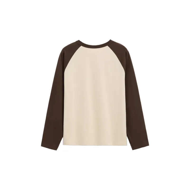 GAP 100% Cotton Print Logo Color Block Raglan Long Sleeved Skin Friendly Top T Shirt Women's-3