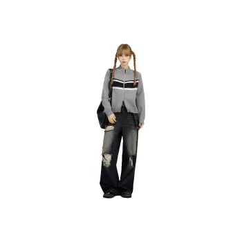 EVPGB Casual Suits Women's Gray Top+Black Jeans