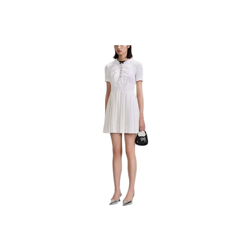 Self portrait Lace Detailed Pleated Mini Dress-1