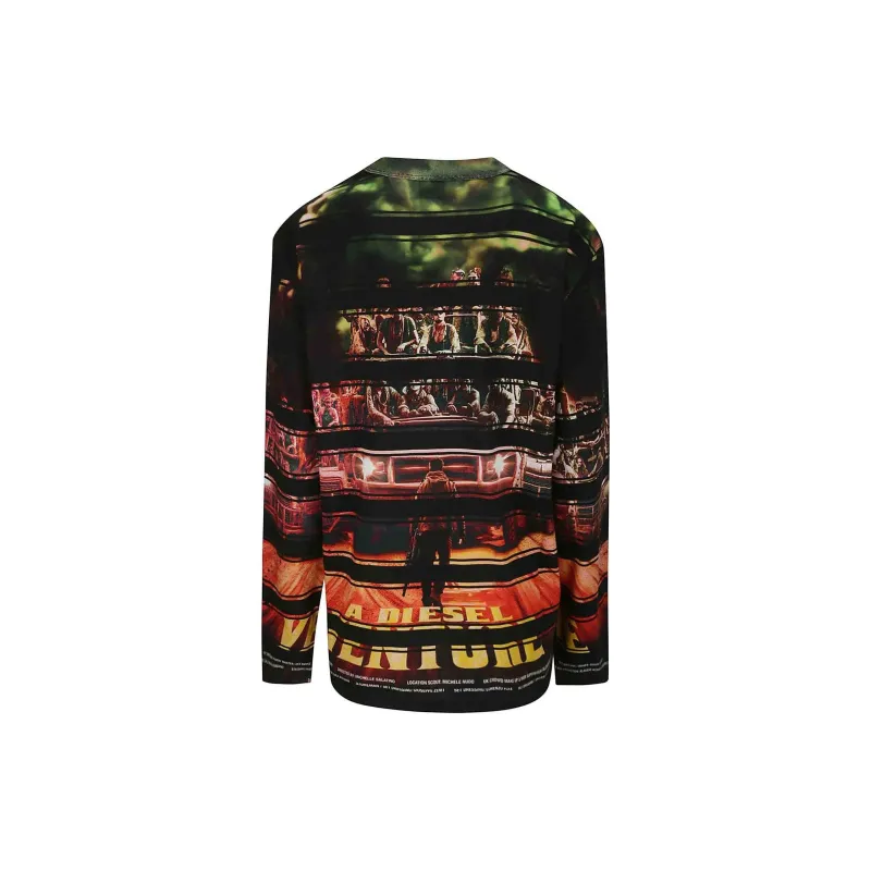 DIESEL T-Craneup-Ls Striped Movie Printed T-Shirt-1