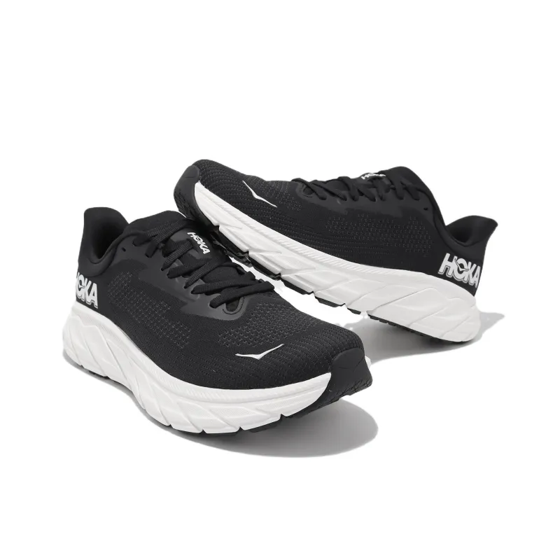 HOKA ONE ONE Arahi 7 Slip Resistant Low Top Running Shoes Women's Black White-3