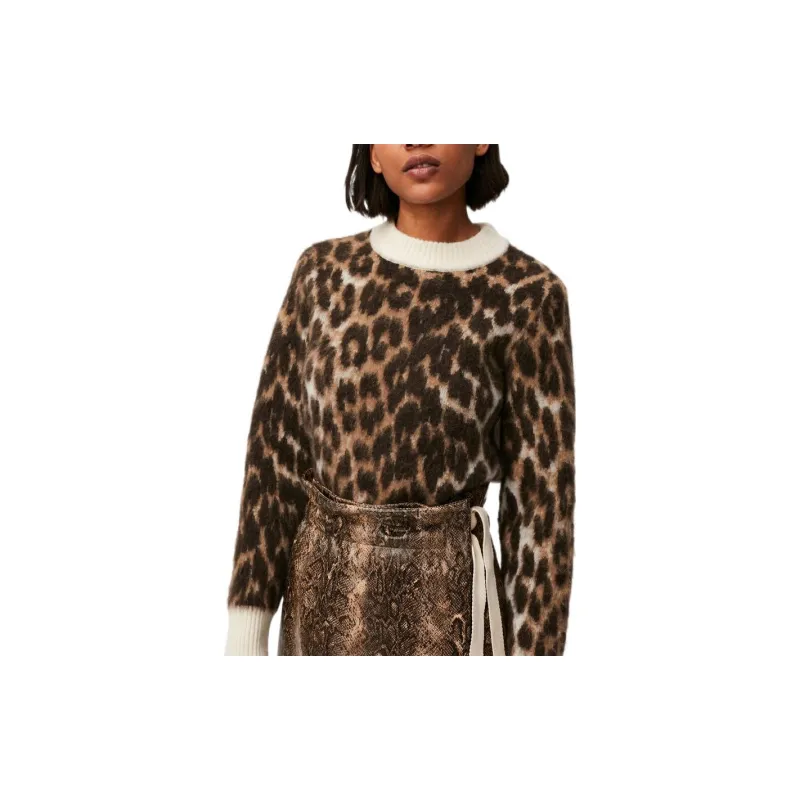 GANNI Leopard Jacquard O Neck Jumper 'Leopard'-3
