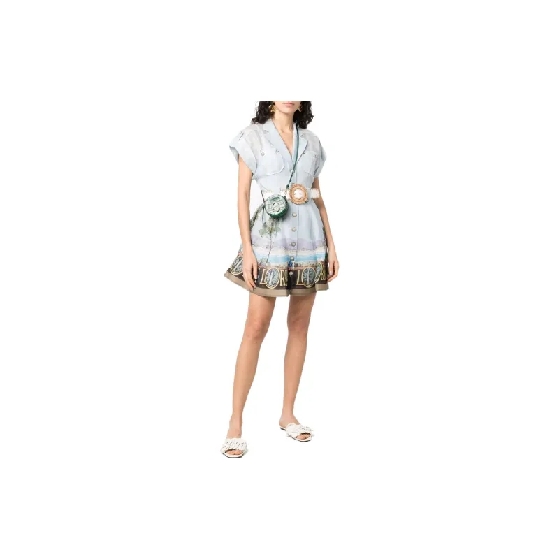 Zimmermann Short-Sleeved Dresses Women's Light Blue-1