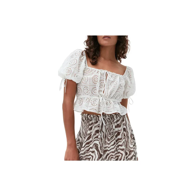 GANNI Broderie Anglaise Organic Cotton Top-3