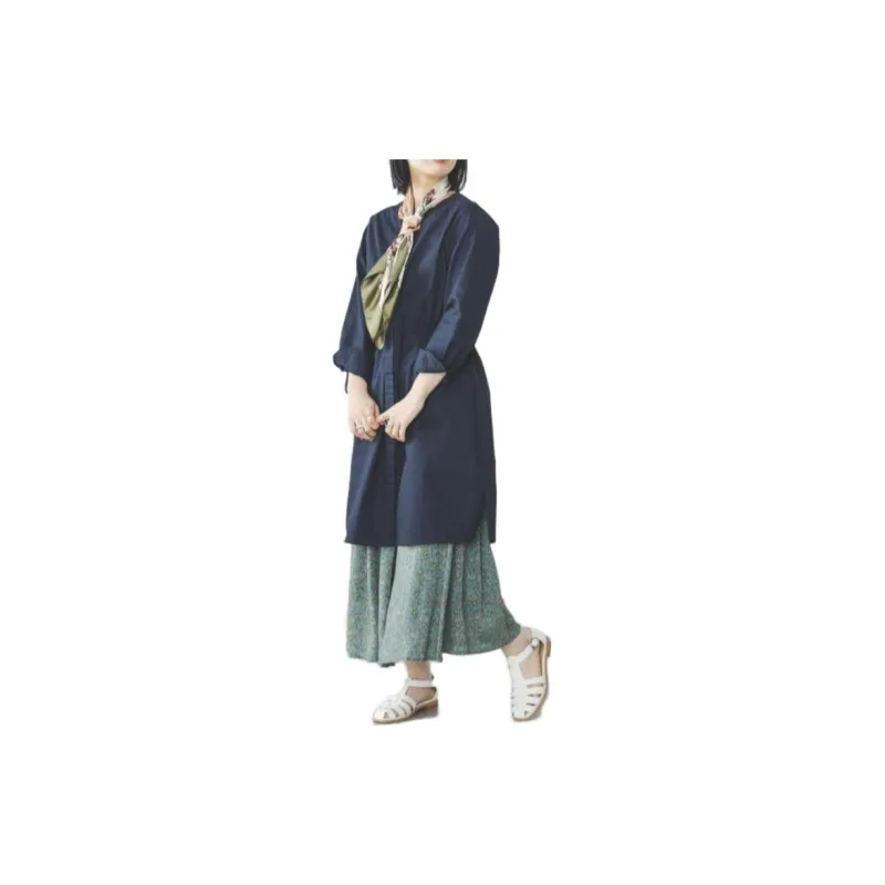 Beams Long Sleeved Dresses Women's Marine Blue-2