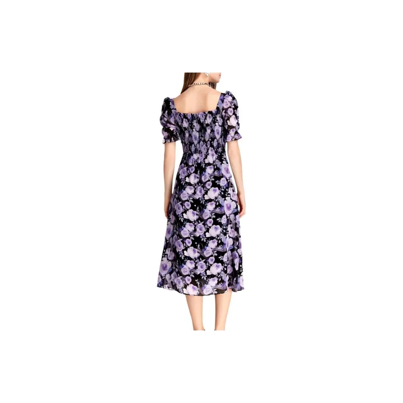 Bebe Short Sleeved Dress Women's Black Purple-2