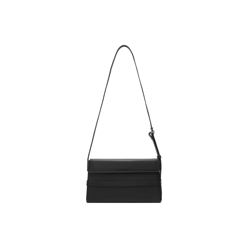Staccato Cow Leather Shoulder Bag Small Size Women's Night Black-3