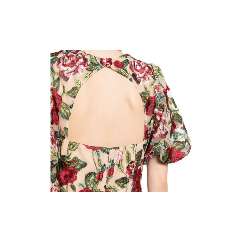 Marchesa Notte Floral-embroidered Tulle-panels Dress-4
