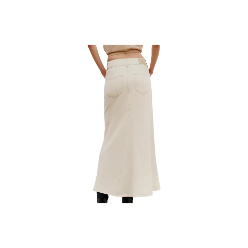 ZARA Denim Long Skirts Women's White-3