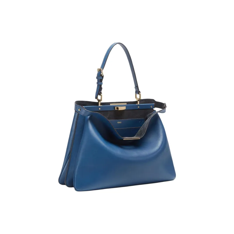 FENDI Peekaboo Calfskin Handbag Large Size Women's Blue-2