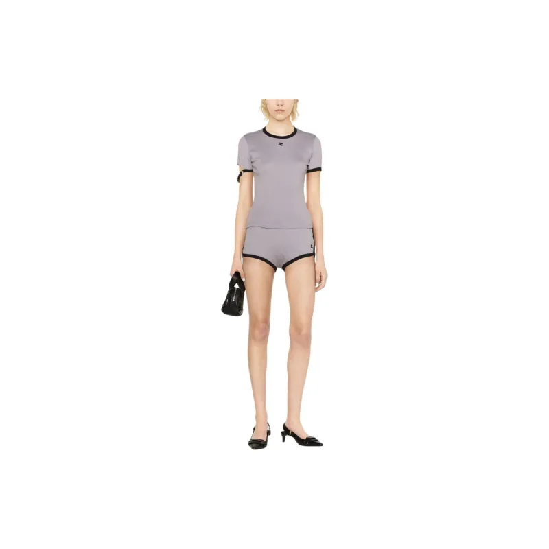 Courrèges Buckle Contrast T Shirt 'Smocked Grey/Black'-1