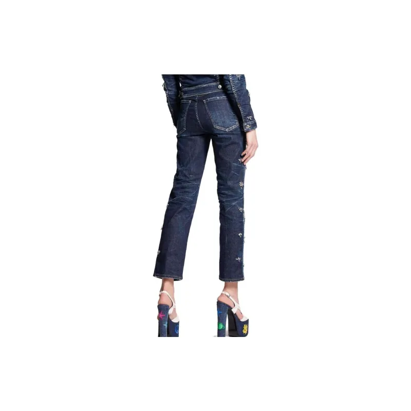 DSQUARED 2 Crystal Flies High rise Cropped Jeans-1