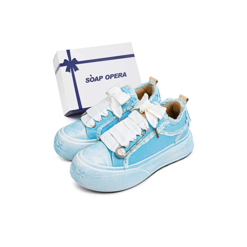 SOAP OPERA Wiping Color Series Anti Slip And Wear Resistant Height Increasing Low Top Canvas Shoes Women's-0