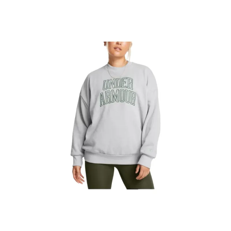 Under Armour Icon Heavyweight Terry Sweatshirt Women's Modern Gray/Forest Green-2