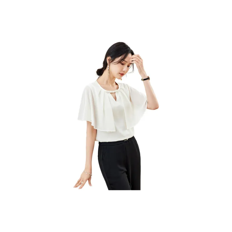 TERRE BLEUE SS24 Chiffon Shirts Women's Apricot-1