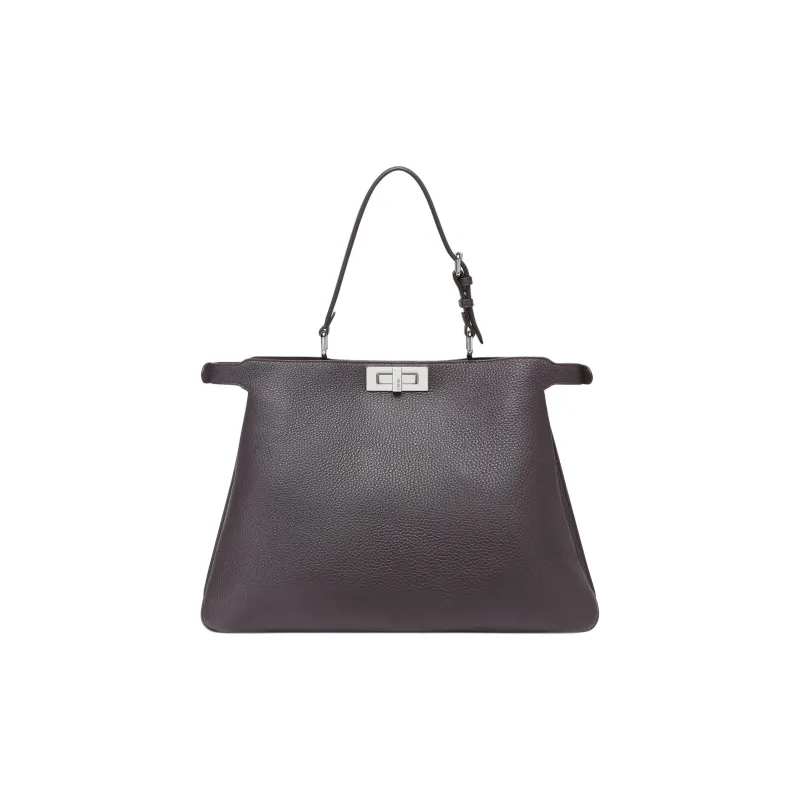 FENDI Peekaboo Calfskin One Shoulder Handbags Large Size Women's Dark Purple-3