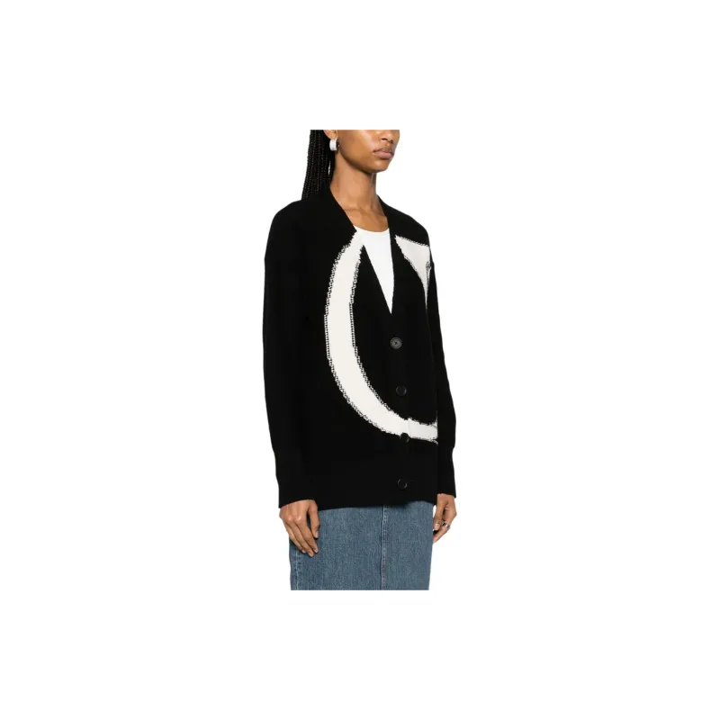 OFF WHITE Logo Detailed V Neck Cardigan-3