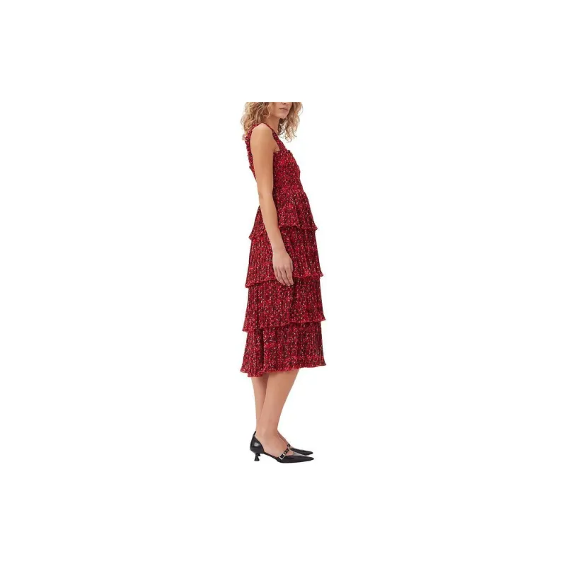 GANNI SS24 Slip Dress Women's Race Red-3