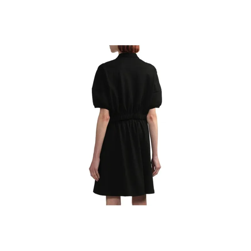 Mini Cream Short-Sleeved Dresses Women's Black-4