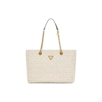 GUESS Polyester Tote Bag Shopping Bag Shoulder Bags Women's White
