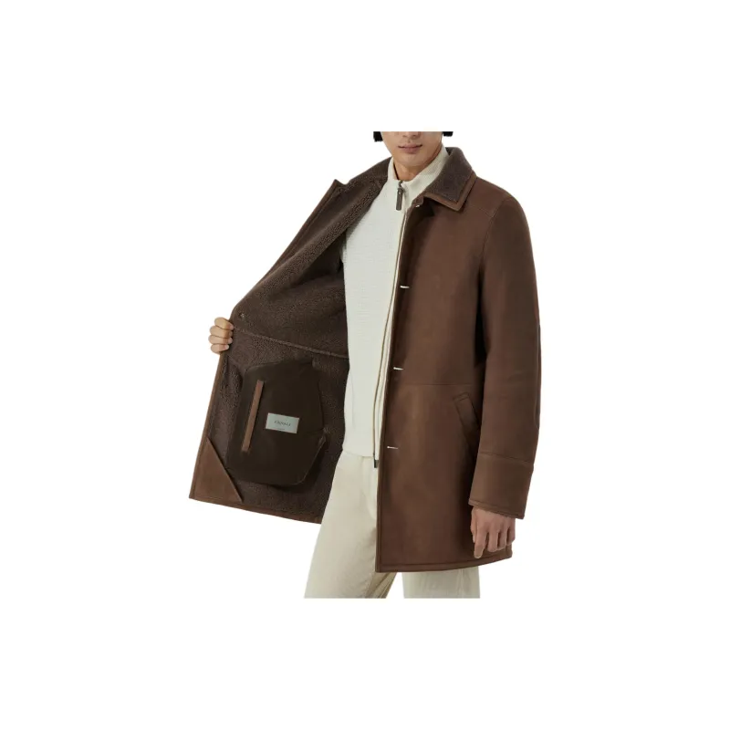 Canali Shearling-collar Coat-4