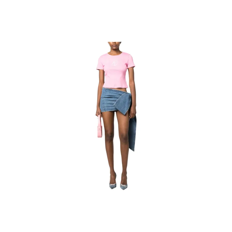 Blumarine Oversize bow Denim Miniskirt-1